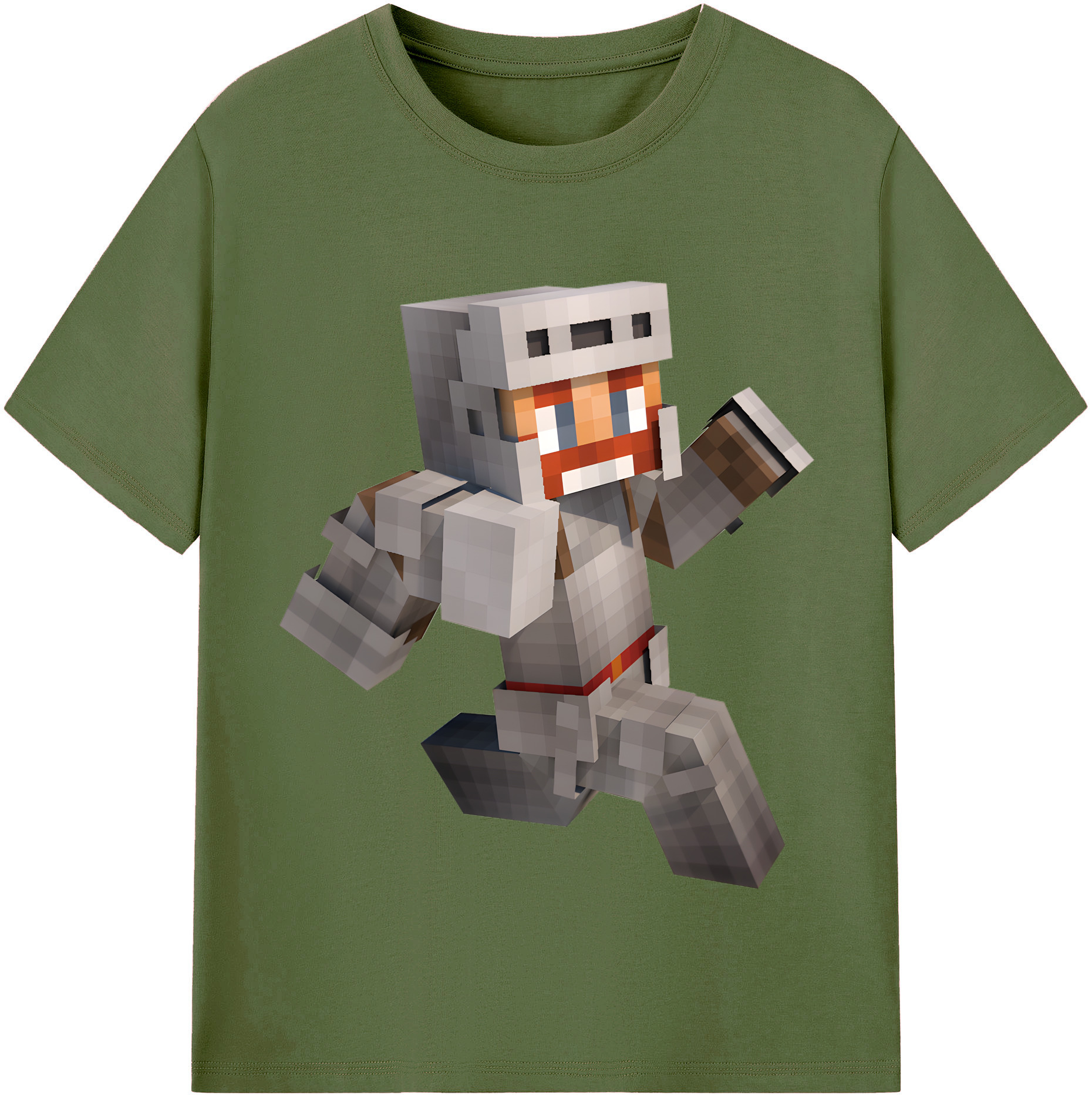 （画像用） マインクラフト ブロックの世界 Minecraft MC Block world 綿100％半袖Tシャツ（フロントプリント）